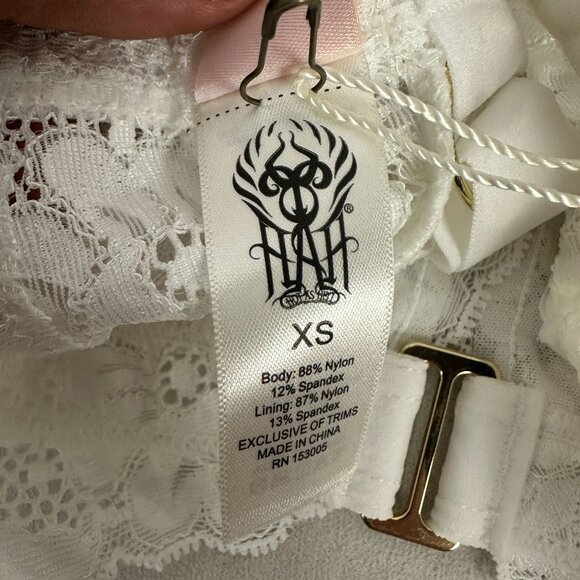 We Are HAH Womens "Got Ur Back" Lace Bralette Size XS White - Picture 3 of 4